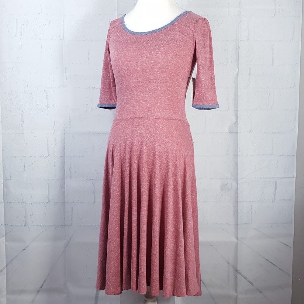 NWT LuLaRoe Nicole Womens S Heathered Pink Dress